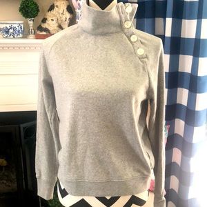 JCrew Wide Button Collar Pullover Sweatshirt in Cloudspun Fleece